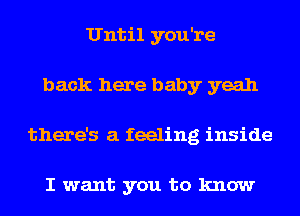 Until you're
back here baby yeah
there's a feeling inside

I want you to know