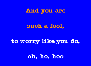 And you are

such a fool,

to worry like you do,

oh, ho, hoo