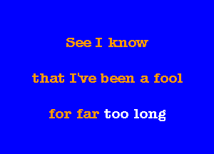 SeeI know

that I've been a fool

for far too long