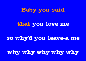 Baby you said
that you love me

so Why'd you leavea me

why why why why why