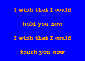 I wish that I could
hold you now

I wish that I could

touch you now I