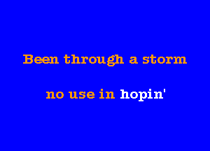 Been through a storm

no use in hopin'