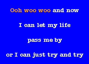 Ooh woo woo and now
I can let my life
pass me by

or I can just try and try