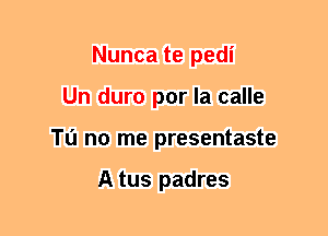 Nunca te pedi
Un duro por la calle
Tu no me presentaste

A tus padres