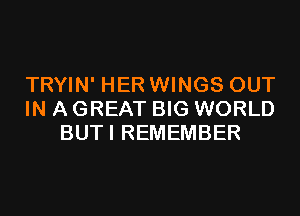 TRYIN' HER WINGS OUT
IN A GREAT BIG WORLD
BUTI REMEMBER