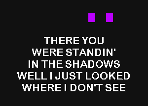 THEREYOU
WERE STANDIN'
IN THE SHADOWS
WELL I JUST LOOKED
WHEREI DON'T SEE