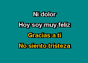 Ni dolor

Hoy soy muy feliz

Gracias a ti

No siento tristeza