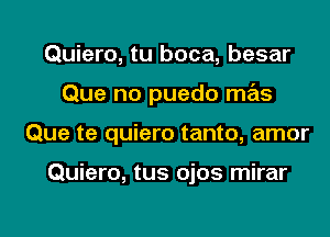 Quiero, tu boca, besar
Que no puedo mas
Que te quiero tanto, amor

Quiero, tus ojos mirar