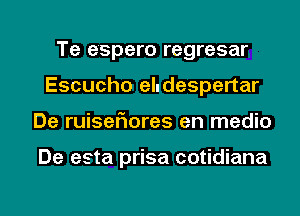 Te e'spero regresar
Escucho eludespertar
De ruiseFIores en medio

De esta prisa cotidiana