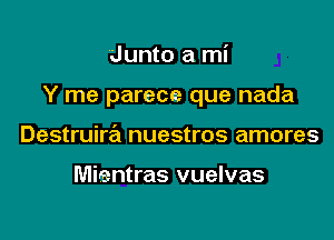 Junto a mi

Y me parece que nada

Destruira nuestros amores

Mientras vuelvas