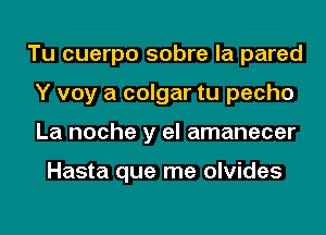 Tu cuerpo sobre la pared
Y voy a colgar tu pecho
La noche y el amanecer

Hasta que me olvides