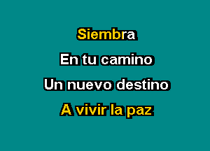 Siembra
En tu camino

Un nuevo destino

A vivir Ia paz