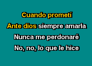 Cuando prometi

Ante dios siempre amarla

Nunca me perdonarc'e

No, no, lo que le hice