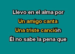 Llevo en el alma por
Un amigo canta

Una triste cancidn

El no sabe la pena que