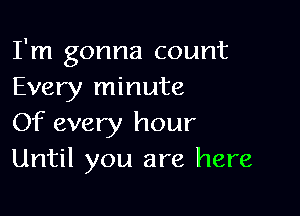 I'm gonna count
Every minute

Of every hour
Until you are here