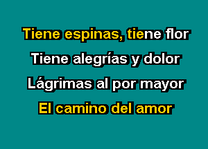 Tiene espinas, tiene flor
Tiene alegrias y dolor
Lagrimas al por mayor

El camino del amor