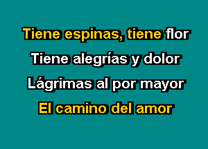 Tiene espinas, tiene flor
Tiene alegrias y dolor
Lagrimas al por mayor

El camino del amor