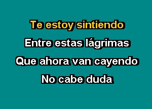 Te estoy sintiendo

Entre estas Iagrimas

Que ahora van cayendo

No cabe duda