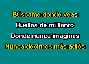 Buscame donde veas
Huellas de mi llanto
Donde nunca imagines

Nunca decirnos mas adids