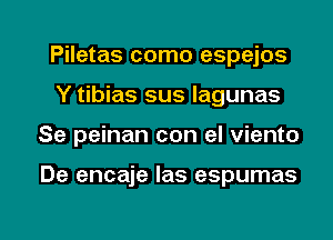 Piletas como espejos
Y tibias sus lagunas
Se peinan con el viento

De encaje las espumas