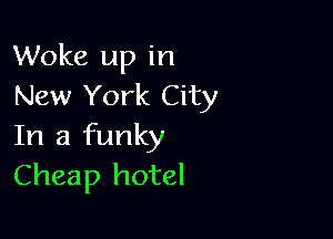 Woke up in
New York City

In a funky
Cheap hotel