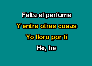 Falta el perfume

Y entre otras cosas

Yo Iloro por ti
He, he