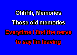 Ohhhh, Memories

Those old memories