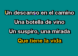 Un descanso en el camino
Una botella de vino
Un suspiro, una mirada

Que tiene la Vida