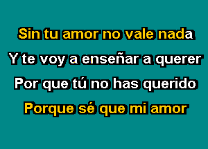 Sin tu amor no vale nada
Y te voy a enser'rar a querer
Por que tl'J no has querido

Porque Stiz que mi amor