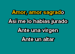 Amor, amor sagrado

Asi me lo habias jurado

Ante una virgen

Ante un altar