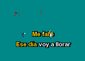 f Me fal'ira

Ese dia voy a llorar