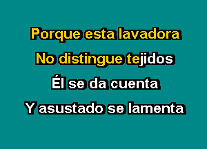 Porque esta lavadora

No distingue tejidos

El se da cuenta

Y asustado se lamenta