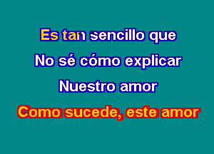 Es tan sencillo que

No sc'e cbmo explicar

Nuestro amor

Como sucede, este amor