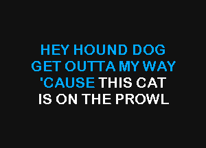 HEY HOUND DOG
GET OUTTA MY WAY

'CAUSE THIS CAT
IS ON THE PROWL