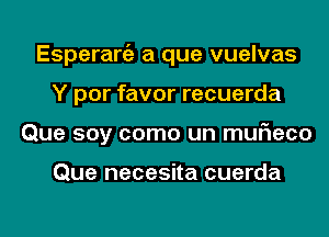 Esperanza a que vuelvas
Y por favor recuerda
Que soy como un muF1eco

Que necesita cuerda