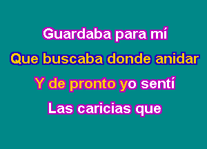 Guardaba para mi

Que buscaba donde anidar

Y de pronto yo senti

Las caricias que