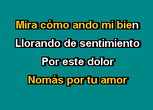 Mira c6mo ando mi bien
Llorando de sentimiento

Por este dolor

Nomas por tu amor