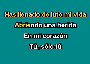 Has Ilenado de luto mi Vida
Abriendo una herida

En mi corazdn

T(J, sdlo t0