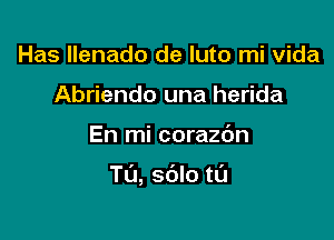 Has Ilenado de luto mi Vida
Abriendo una herida

En mi corazdn

T(J, sdlo t0