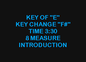 KEYOFE'
KEY CHANGE Fit

TIME 330
8 MEASURE
INTRODUCTION