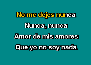 No me dejes nunca
Nunca,nunca

Amor de mis amores

Que yo no soy nada