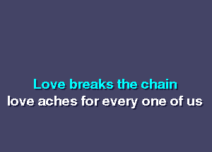 Love breaks the chain
love aches for every one of us