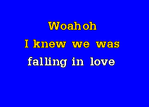 Woahoh
I knew we was

falling in love