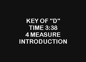 KEY OF D
TIME 3i38

4MEASURE
INTRODUCTION
