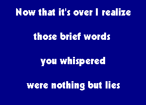 Now that it's over I realize

those brief words

you whispered

were nothing but lies