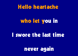 Hello heartache
who let you in

I more the last time

never again
