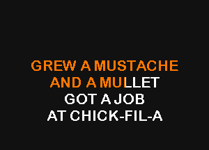 GREW A MUSTACHE

AND A MULLET
GOT AJOB
AT CHICK-FlL-A