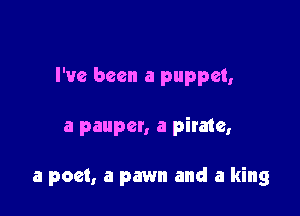 I've been a puppet,

a pauper, a pirate,

a poet, a pawn and a king