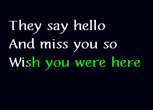 They say hello
And miss you so

Wish you were here