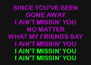 IAIN'T MISSIN' YOU
I AIN'T MISSIN' YOU